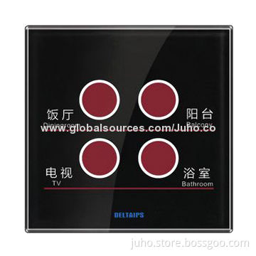 4-gang Touch Sensor, Light Touch Switch, Crystal Glass Panel with LED Indicator